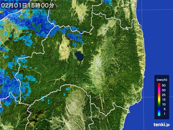 福島県の雨雲レーダー(2015年02月01日)