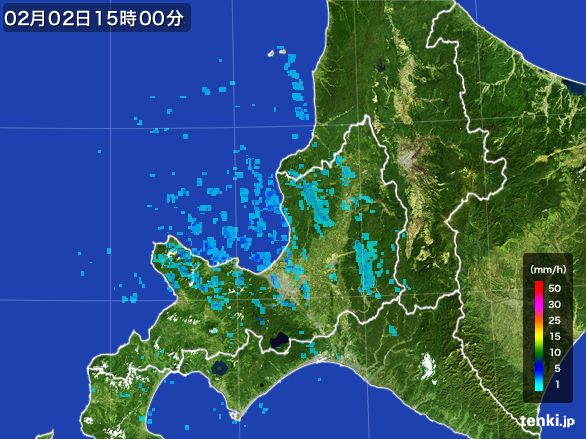 道央の雨雲レーダー(2015年02月02日)