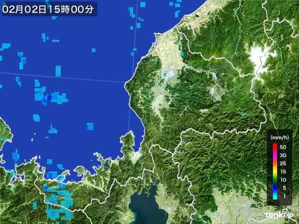 福井県の雨雲レーダー(2015年02月02日)