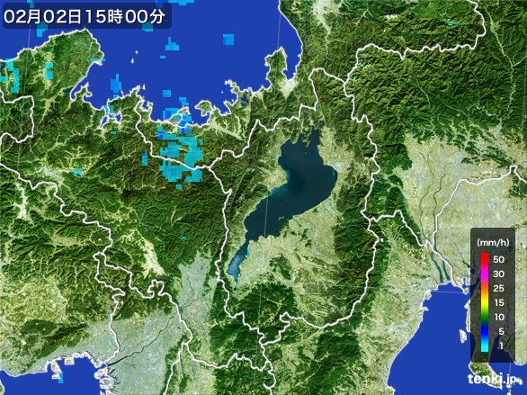 滋賀県の雨雲レーダー(2015年02月02日)