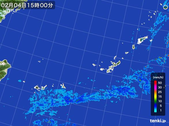 沖縄地方の雨雲レーダー(2015年02月04日)