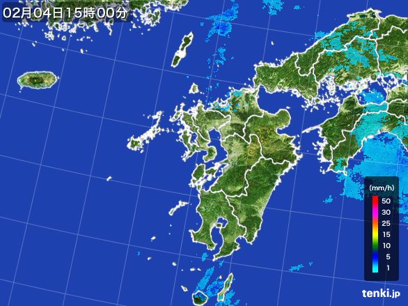 九州地方の雨雲レーダー(2015年02月04日)