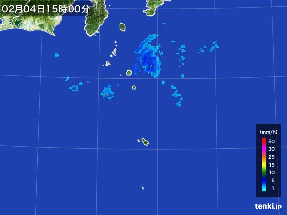 伊豆諸島(東京都)の雨雲レーダー(2015年02月04日)