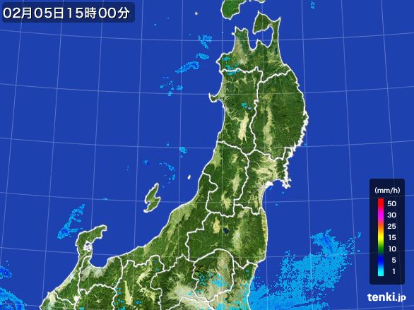 東北地方の雨雲レーダー(2015年02月05日)
