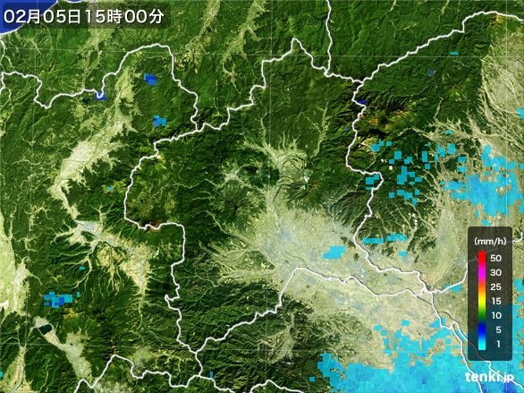 群馬県の雨雲レーダー(2015年02月05日)