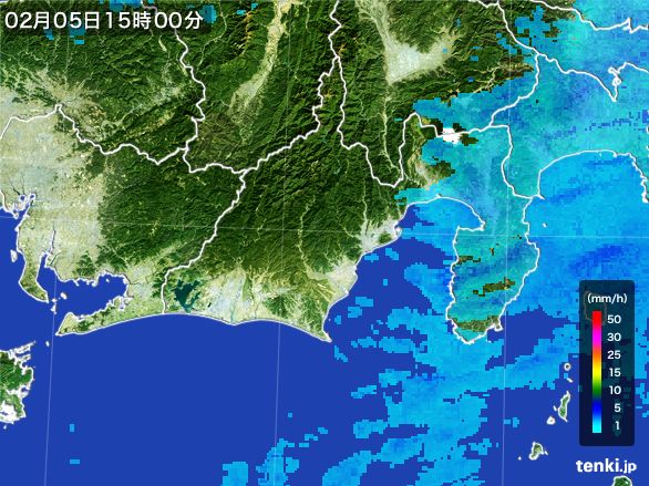 静岡県の雨雲レーダー(2015年02月05日)