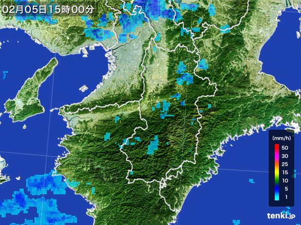 奈良県の雨雲レーダー(2015年02月05日)