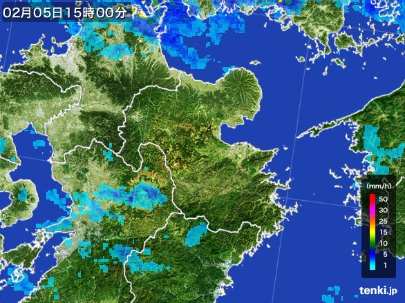 大分県の雨雲レーダー(2015年02月05日)