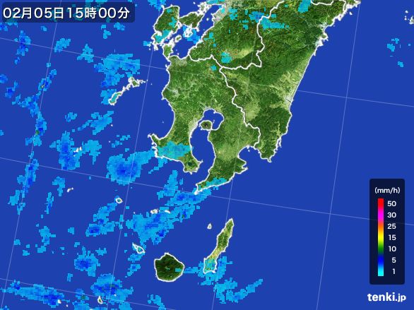 鹿児島県の雨雲レーダー(2015年02月05日)