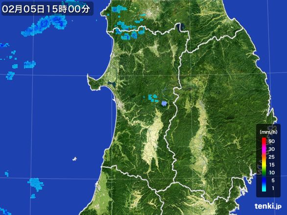 秋田県の雨雲レーダー(2015年02月05日)