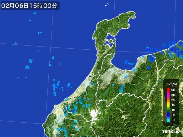 石川県の雨雲レーダー(2015年02月06日)