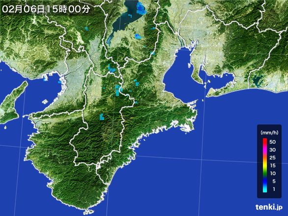 三重県の雨雲レーダー(2015年02月06日)