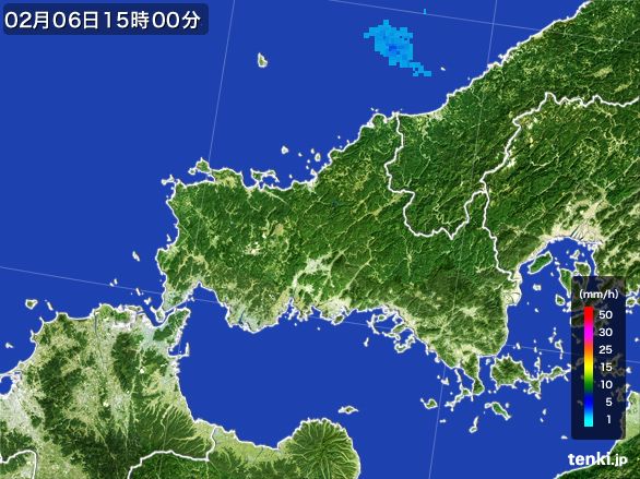山口県の雨雲レーダー(2015年02月06日)