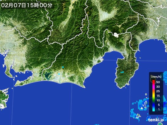 静岡県の雨雲レーダー(2015年02月07日)