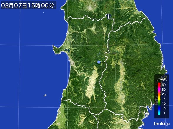 秋田県の雨雲レーダー(2015年02月07日)