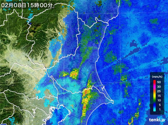 茨城県の雨雲レーダー(2015年02月08日)