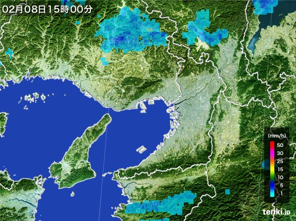 大阪府の雨雲レーダー(2015年02月08日)