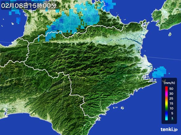 徳島県の雨雲レーダー(2015年02月08日)