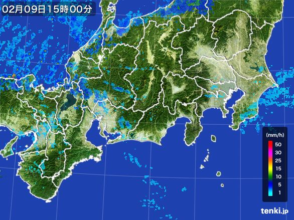 東海地方の雨雲レーダー(2015年02月09日)