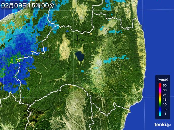 福島県の雨雲レーダー(2015年02月09日)