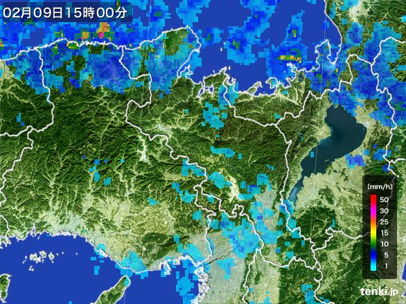 京都府の雨雲レーダー(2015年02月09日)