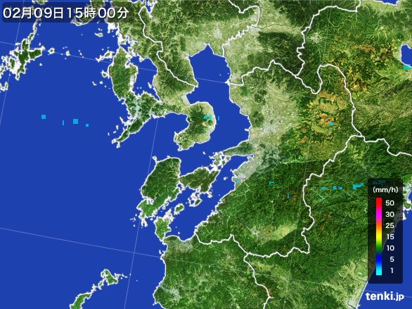 熊本県の雨雲レーダー(2015年02月09日)