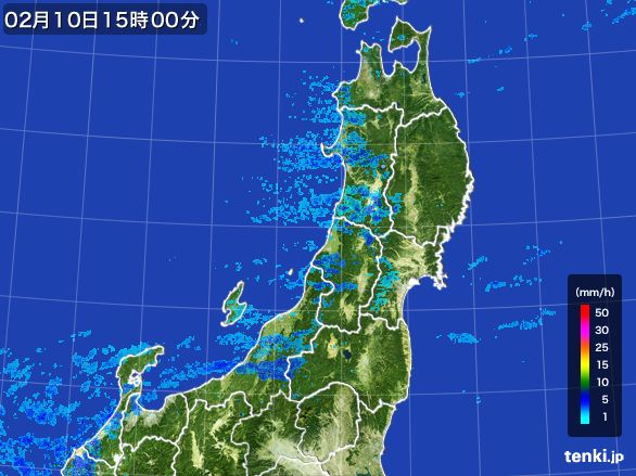 東北地方の雨雲レーダー(2015年02月10日)
