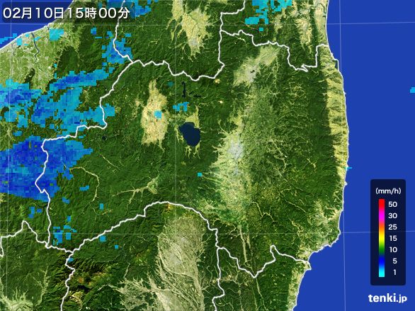 福島県の雨雲レーダー(2015年02月10日)