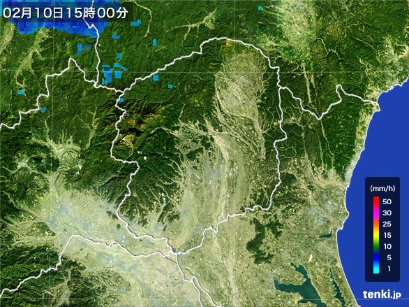 栃木県の雨雲レーダー(2015年02月10日)