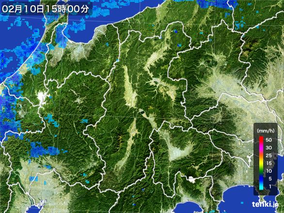 長野県の雨雲レーダー(2015年02月10日)