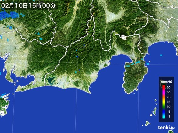静岡県の雨雲レーダー(2015年02月10日)