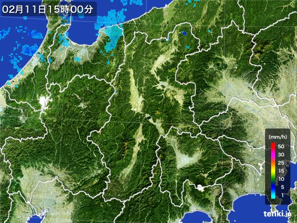 長野県の雨雲レーダー(2015年02月11日)