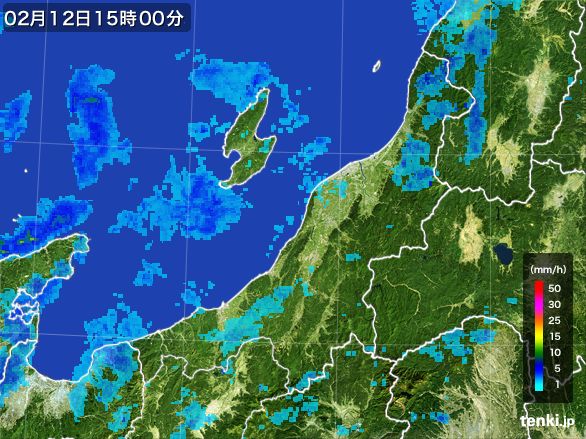 新潟県の雨雲レーダー(2015年02月12日)