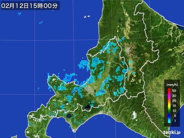 道央の雨雲レーダー(2015年02月12日)