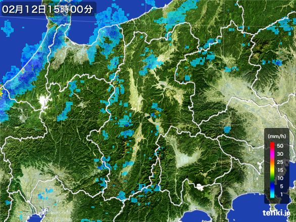 長野県の雨雲レーダー(2015年02月12日)