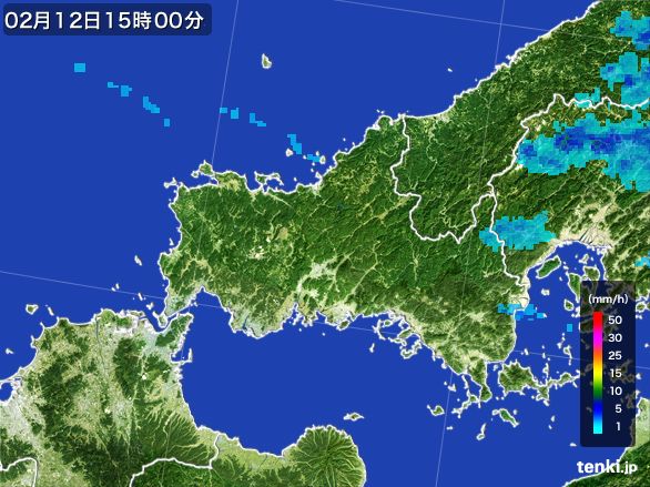 山口県の雨雲レーダー(2015年02月12日)