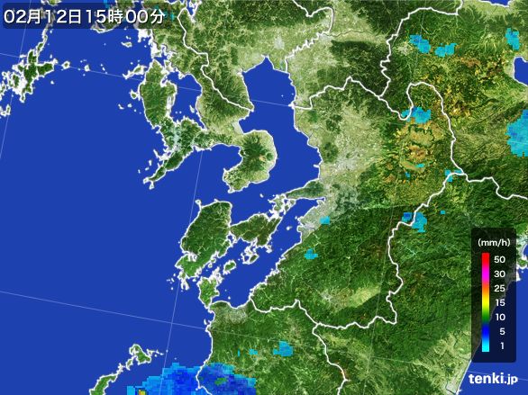 熊本県の雨雲レーダー(2015年02月12日)