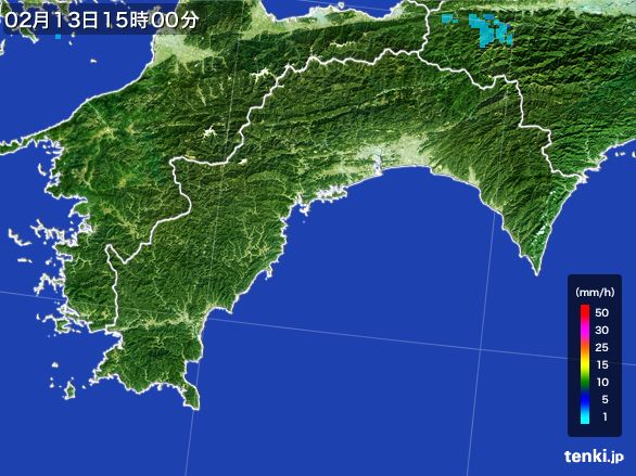 高知県の雨雲レーダー(2015年02月13日)