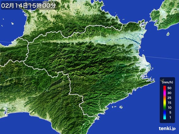徳島県の雨雲レーダー(2015年02月14日)