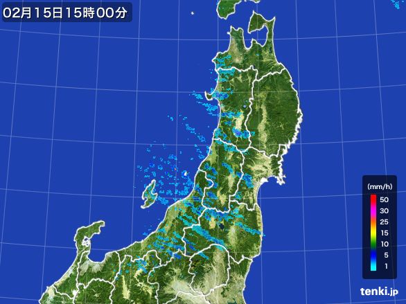 東北地方の雨雲レーダー(2015年02月15日)