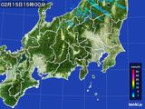 2015年02月15日の関東・甲信地方の雨雲レーダー