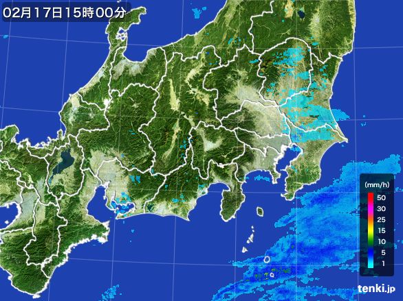 関東・甲信地方の雨雲レーダー(2015年02月17日)