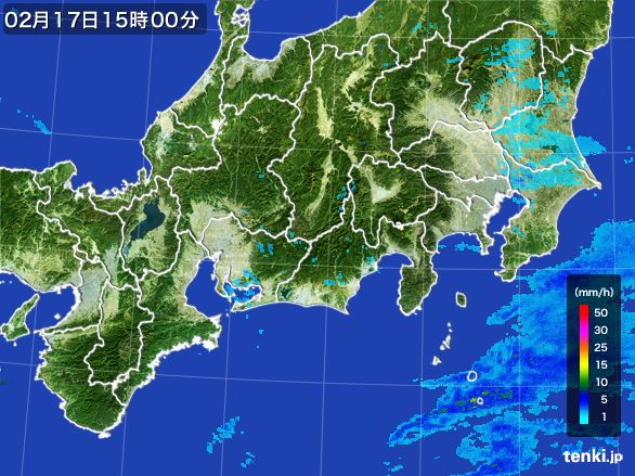 東海地方の雨雲レーダー(2015年02月17日)