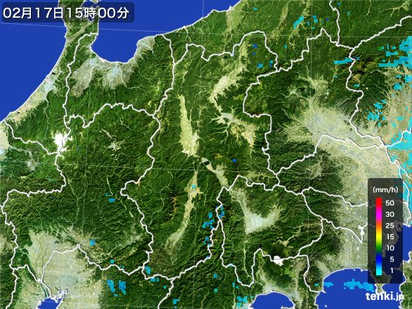 長野県の雨雲レーダー(2015年02月17日)
