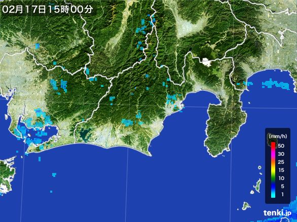 静岡県の雨雲レーダー(2015年02月17日)