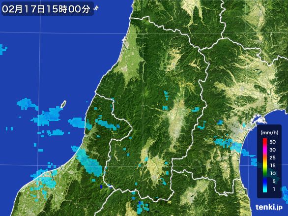 山形県の雨雲レーダー(2015年02月17日)