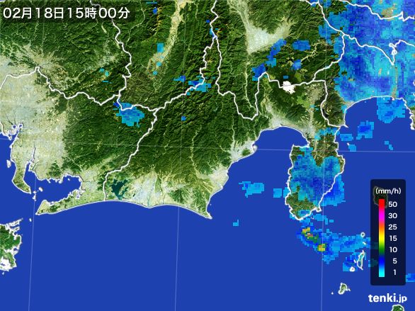 静岡県の雨雲レーダー(2015年02月18日)