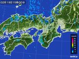 2015年02月19日の近畿地方の雨雲レーダー