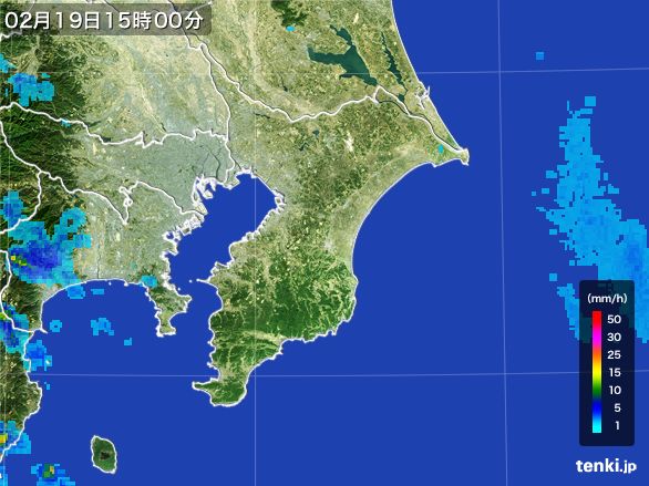 千葉県の雨雲レーダー(2015年02月19日)