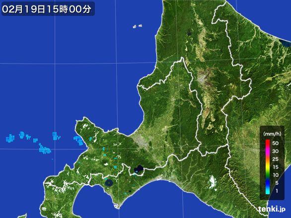 道央の雨雲レーダー(2015年02月19日)